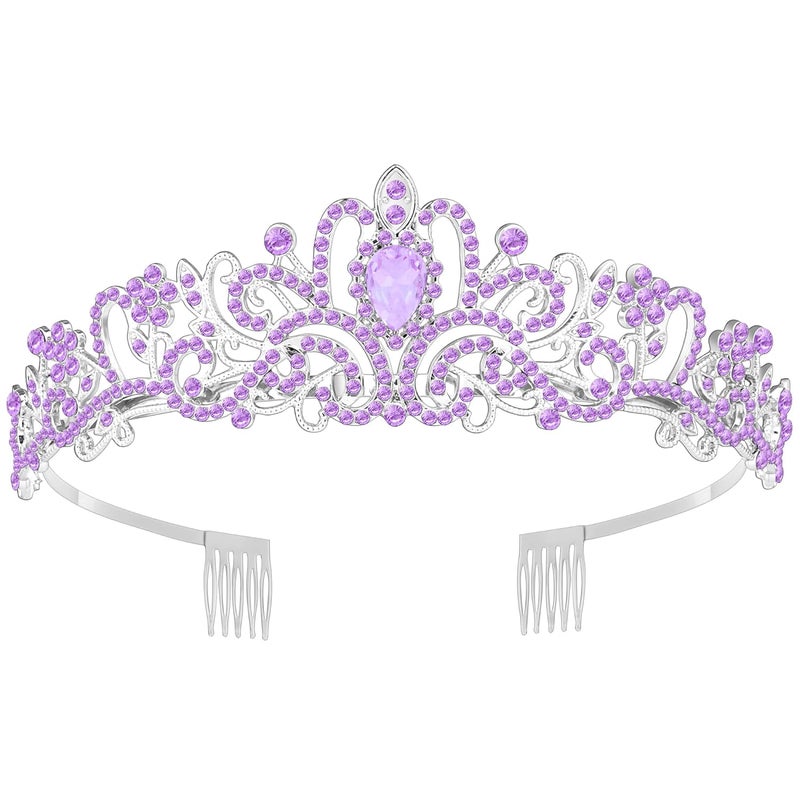 Queenship Tiara Crown for Women, Queen Tiara for Birthday Prom Bridal Party Custome Purple - Image 1